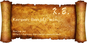 Kerpen Benjámin névjegykártya
